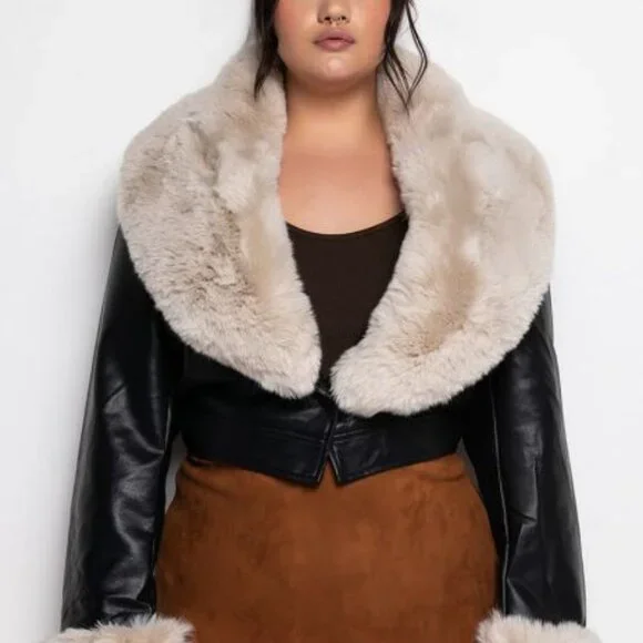 PLUS AZALEA WANG FUR TRIM COVERGIRL CROP JACKET ( BRAND NEW !!! ) - Picture 5 of 9